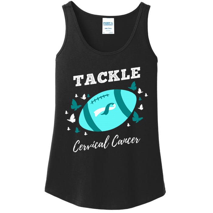 Tackle Cervical Cancer for Cervical Cancer Awareness Ladies Essential Tank