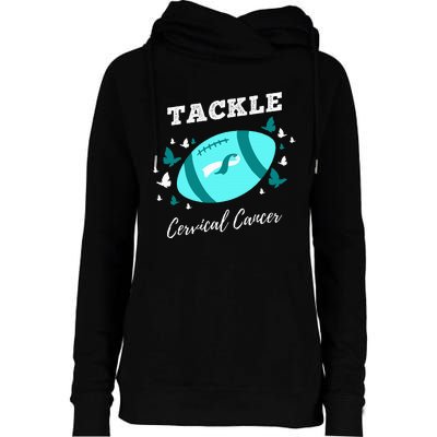 Tackle Cervical Cancer for Cervical Cancer Awareness Womens Funnel Neck Pullover Hood