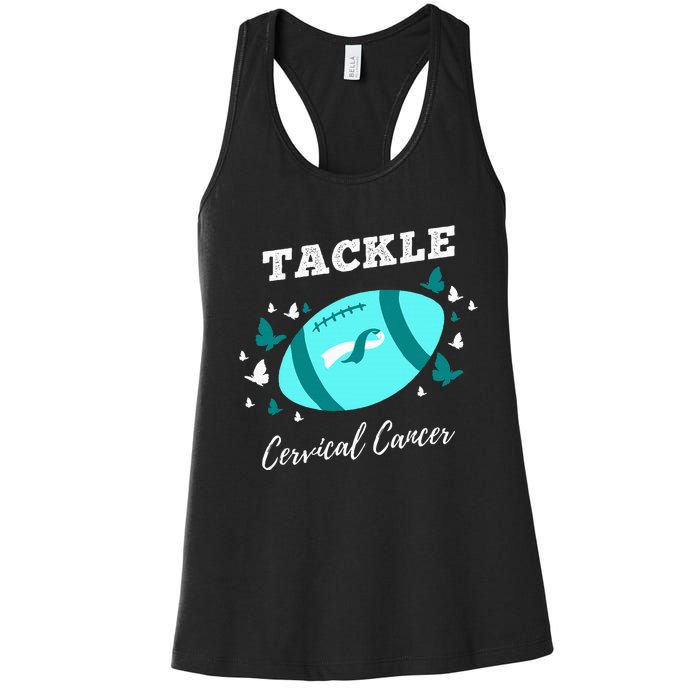 Tackle Cervical Cancer for Cervical Cancer Awareness Women's Racerback Tank