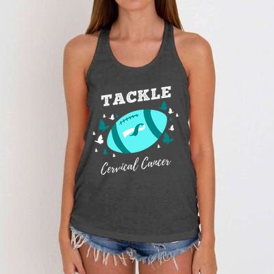 Tackle Cervical Cancer for Cervical Cancer Awareness Women's Knotted Racerback Tank