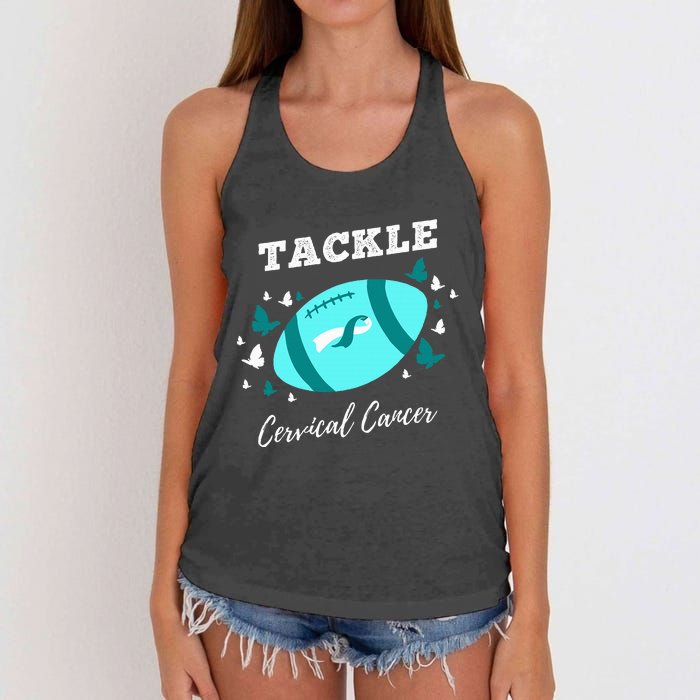 Tackle Cervical Cancer for Cervical Cancer Awareness Women's Knotted Racerback Tank