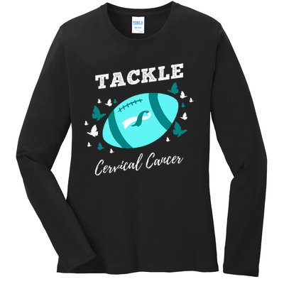 Tackle Cervical Cancer for Cervical Cancer Awareness Ladies Long Sleeve Shirt