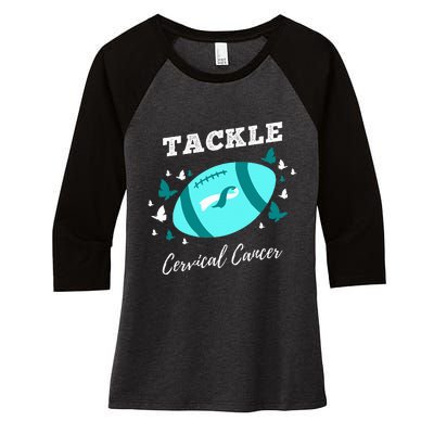 Tackle Cervical Cancer for Cervical Cancer Awareness Women's Tri-Blend 3/4-Sleeve Raglan Shirt