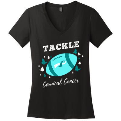 Tackle Cervical Cancer for Cervical Cancer Awareness Women's V-Neck T-Shirt