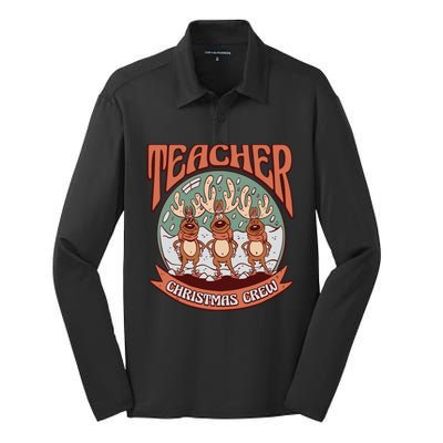 Teacher Christmas Crew Holiday Silk Touch Performance Long Sleeve Polo