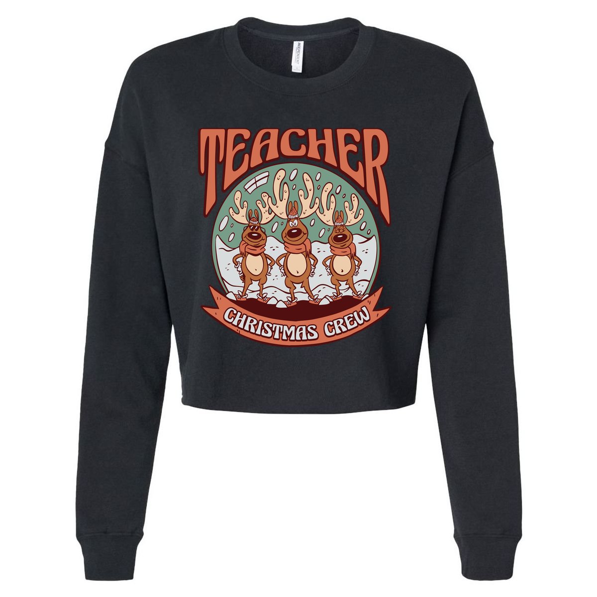 Teacher Christmas Crew Holiday Cropped Pullover Crew