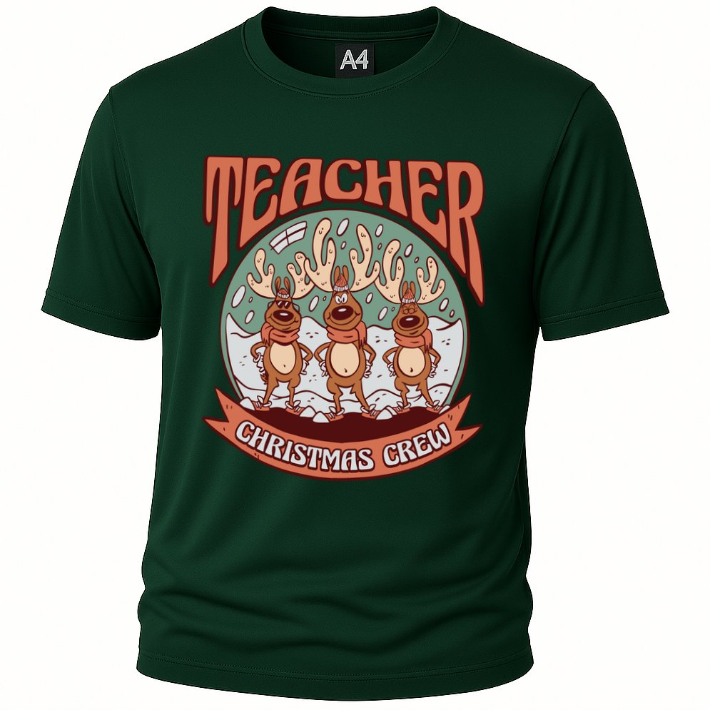 Teacher Christmas Crew Holiday Cooling Performance Crew T-Shirt
