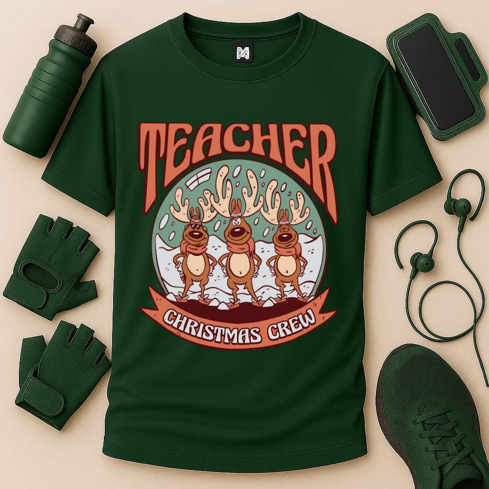 Teacher Christmas Crew Holiday Cooling Performance Crew T-Shirt