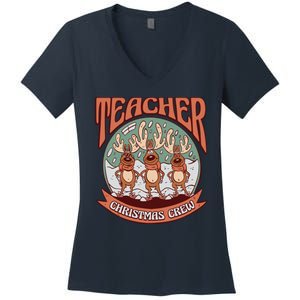 Teacher Christmas Crew Holiday Women's V-Neck T-Shirt