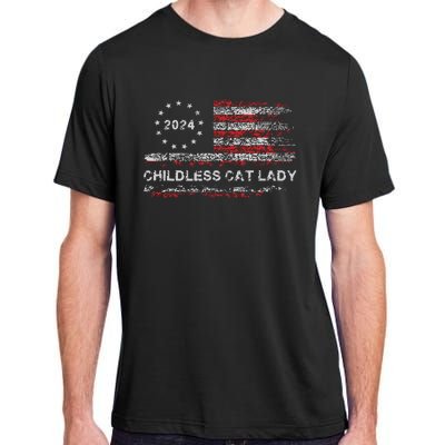 The Childless Cat Lady 2024 For President Us Flag Vintage Adult ChromaSoft Performance T-Shirt