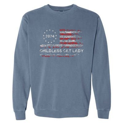 The Childless Cat Lady 2024 For President Us Flag Vintage Garment-Dyed Sweatshirt