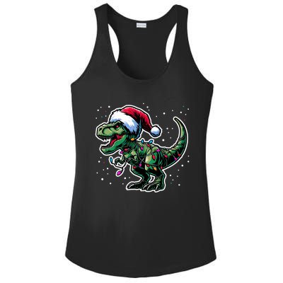 Trex Christmas Dinosaur Christmas Lights Gift Ladies PosiCharge Competitor Racerback Tank