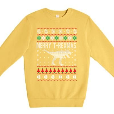 Trex Christmas Dinosaur Ugly Christmas Sweater Style Gift Premium Crewneck Sweatshirt