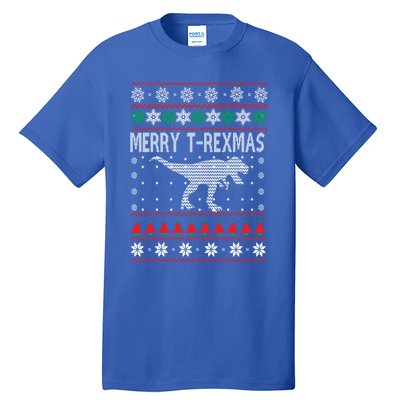 Trex Christmas Dinosaur Ugly Christmas Sweater Style Gift Tall T-Shirt