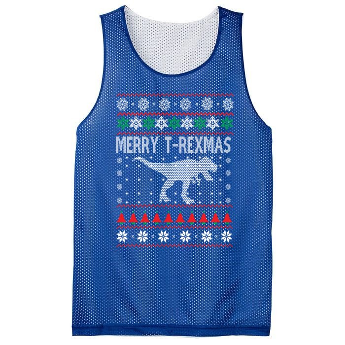 Trex Christmas Dinosaur Ugly Christmas Sweater Style Gift Mesh Reversible Basketball Jersey Tank