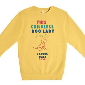 This Childless Dog Lady Votes Kamala Harris Walz Premium Crewneck Sweatshirt