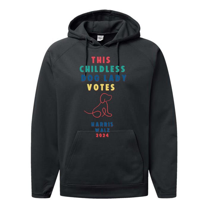 This Childless Dog Lady Votes Kamala Harris Walz Performance Fleece Hoodie