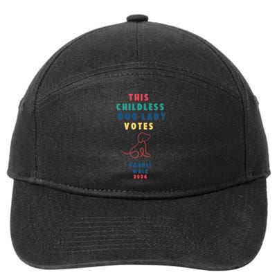 This Childless Dog Lady Votes Kamala Harris Walz 7-Panel Snapback Hat