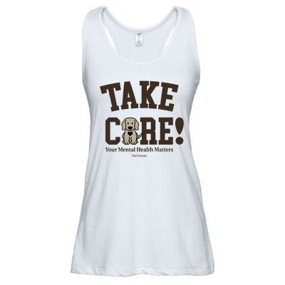 Take Care Dog Your Mental Health Matters Ladies Essential Flowy Tank