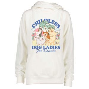 This Childless Dog Lady Is Voting Kamala Harris 2024 Womens Funnel Neck Pullover Hood