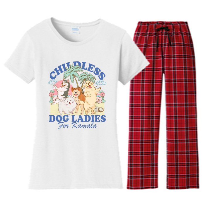 This Childless Dog Lady Is Voting Kamala Harris 2024 Women's Flannel Pajama Set