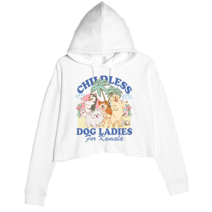 This Childless Dog Lady Is Voting Kamala Harris 2024 Crop Fleece Hoodie