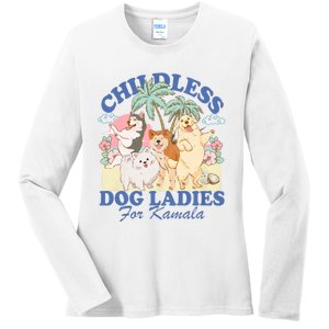 This Childless Dog Lady Is Voting Kamala Harris 2024 Ladies Long Sleeve Shirt