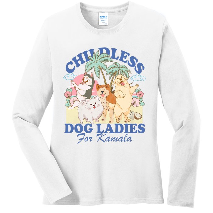 This Childless Dog Lady Is Voting Kamala Harris 2024 Ladies Long Sleeve Shirt