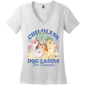 This Childless Dog Lady Is Voting Kamala Harris 2024 Women's V-Neck T-Shirt