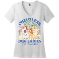 This Childless Dog Lady Is Voting Kamala Harris 2024 Women's V-Neck T-Shirt