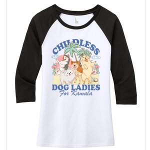 This Childless Dog Lady Is Voting Kamala Harris 2024 Women's Tri-Blend 3/4-Sleeve Raglan Shirt