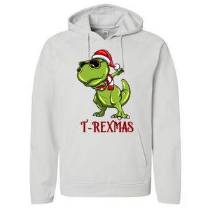 Trex Christmas Dino Performance Fleece Hoodie