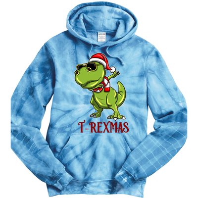 Trex Christmas Dino Tie Dye Hoodie