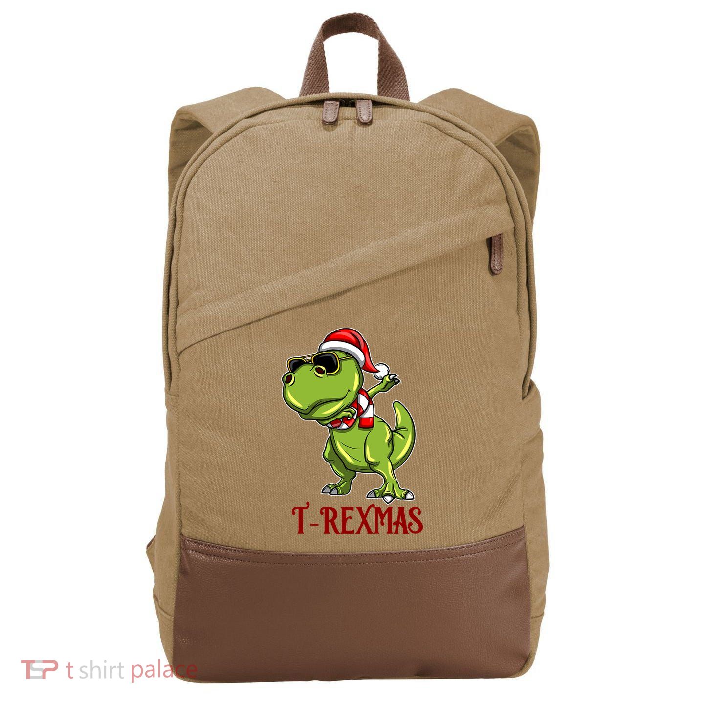 Trex Christmas Dino Cotton Canvas Backpack