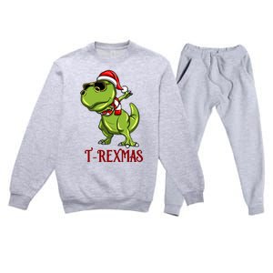 Trex Christmas Dino Premium Crewneck Sweatsuit Set