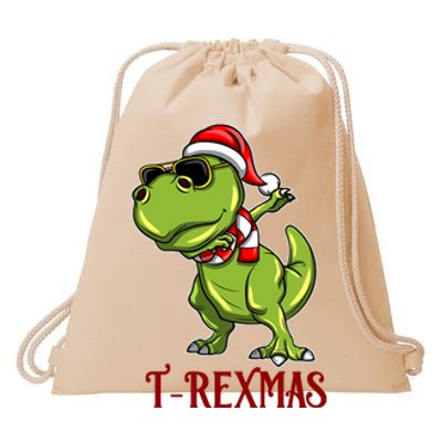 Trex Christmas Dino Drawstring Bag