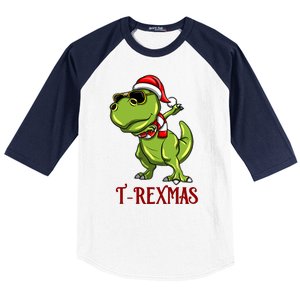 Trex Christmas Dino Baseball Sleeve Shirt