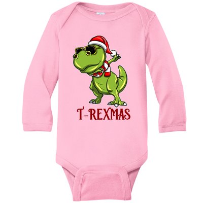 Trex Christmas Dino Baby Long Sleeve Bodysuit