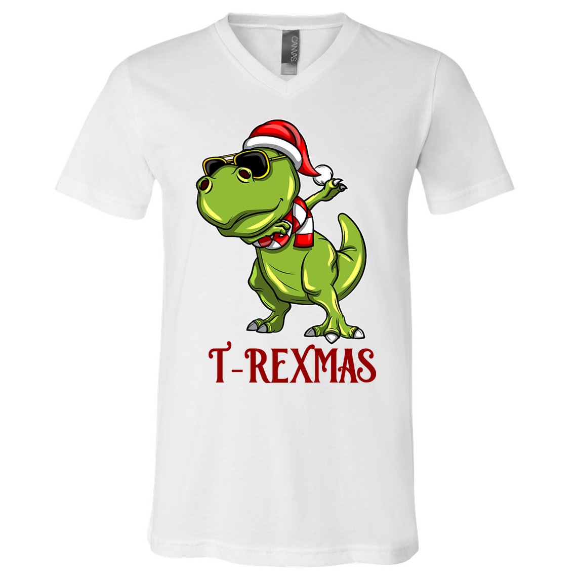 Trex Christmas Dino V-Neck T-Shirt
