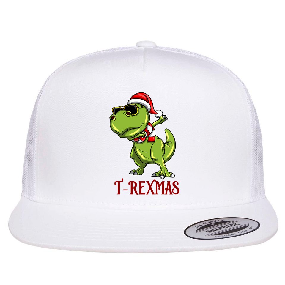 Trex Christmas Dino Flat Bill Trucker Hat