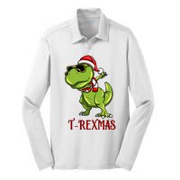 Trex Christmas Dino Silk Touch Performance Long Sleeve Polo