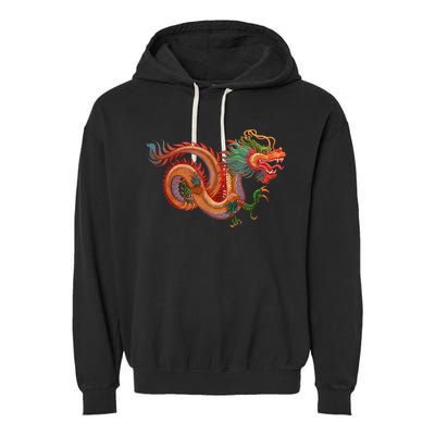 Traditional Chinese Dragon Art Garment-Dyed Fleece Hoodie