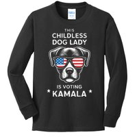 This Childless Dog Lady Is Voting Kamala Harris 2024 Kids Long Sleeve Shirt