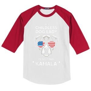 This Childless Dog Lady Is Voting Kamala Harris 2024 Kids Colorblock Raglan Jersey