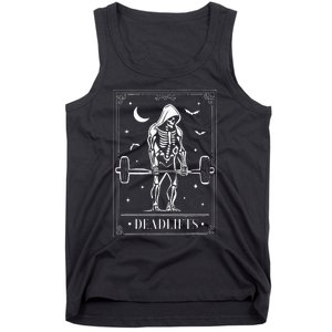 Tarot Card Deadlifts Skeleton Gym Spooky Season Halloween Tank Top