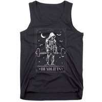 Tarot Card Deadlifts Skeleton Gym Spooky Season Halloween Tank Top