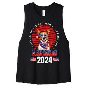 This Childless Dog Mom Is Voting For Kamala Harris 2024 Women's Racerback Cropped Tank