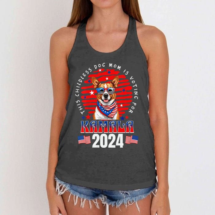 This Childless Dog Mom Is Voting For Kamala Harris 2024 Women's Knotted Racerback Tank