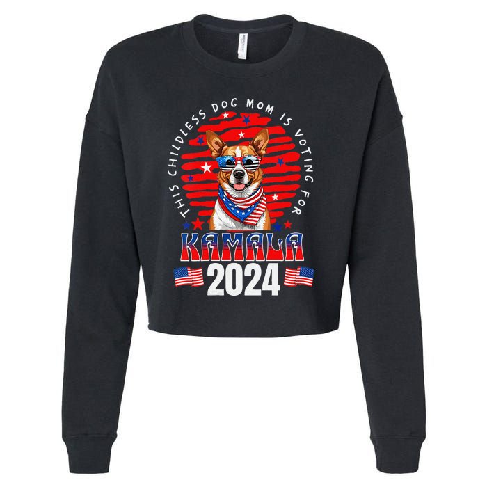 This Childless Dog Mom Is Voting For Kamala Harris 2024 Cropped Pullover Crew