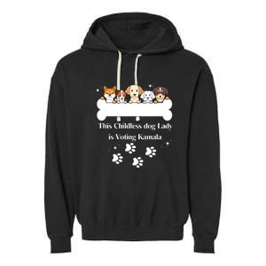 This Childless Dog Lady Is Voting Kamala Dog Lovers Funny Garment-Dyed Fleece Hoodie